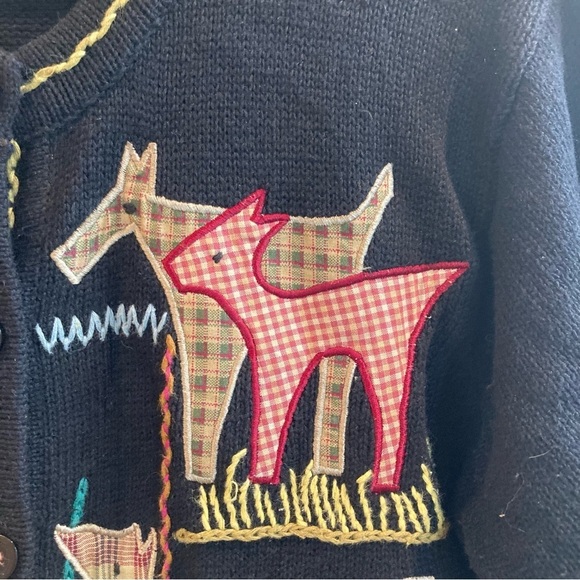 SUSAN BRISTOL Sz  L Vintage Noah’s Arc Animals Hand Embroidered Buttons Cardigan - Picture 6 of 12